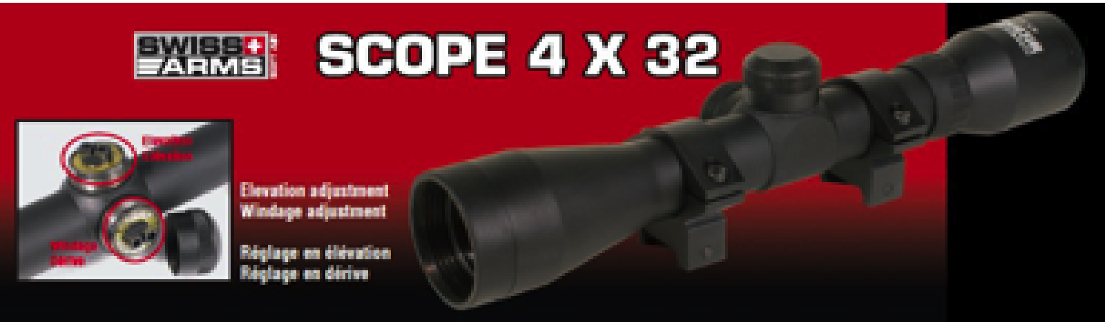 SWISS ARMS compact scope 4 x 32 eco version with rings assembled /C24-6