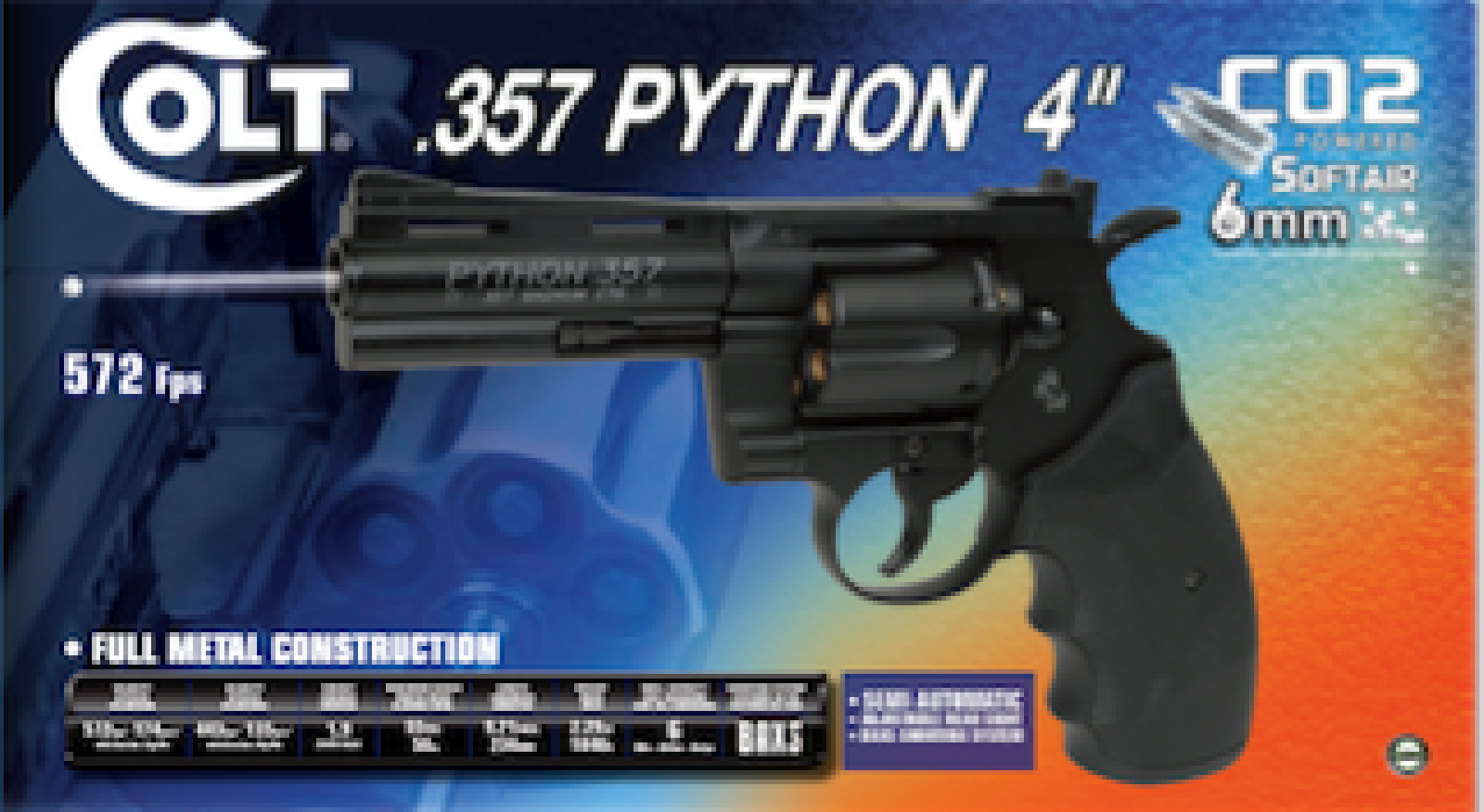 Colt .357 Python 4" CO2 Plastic Cartridge 6BBs 1.9J /C6