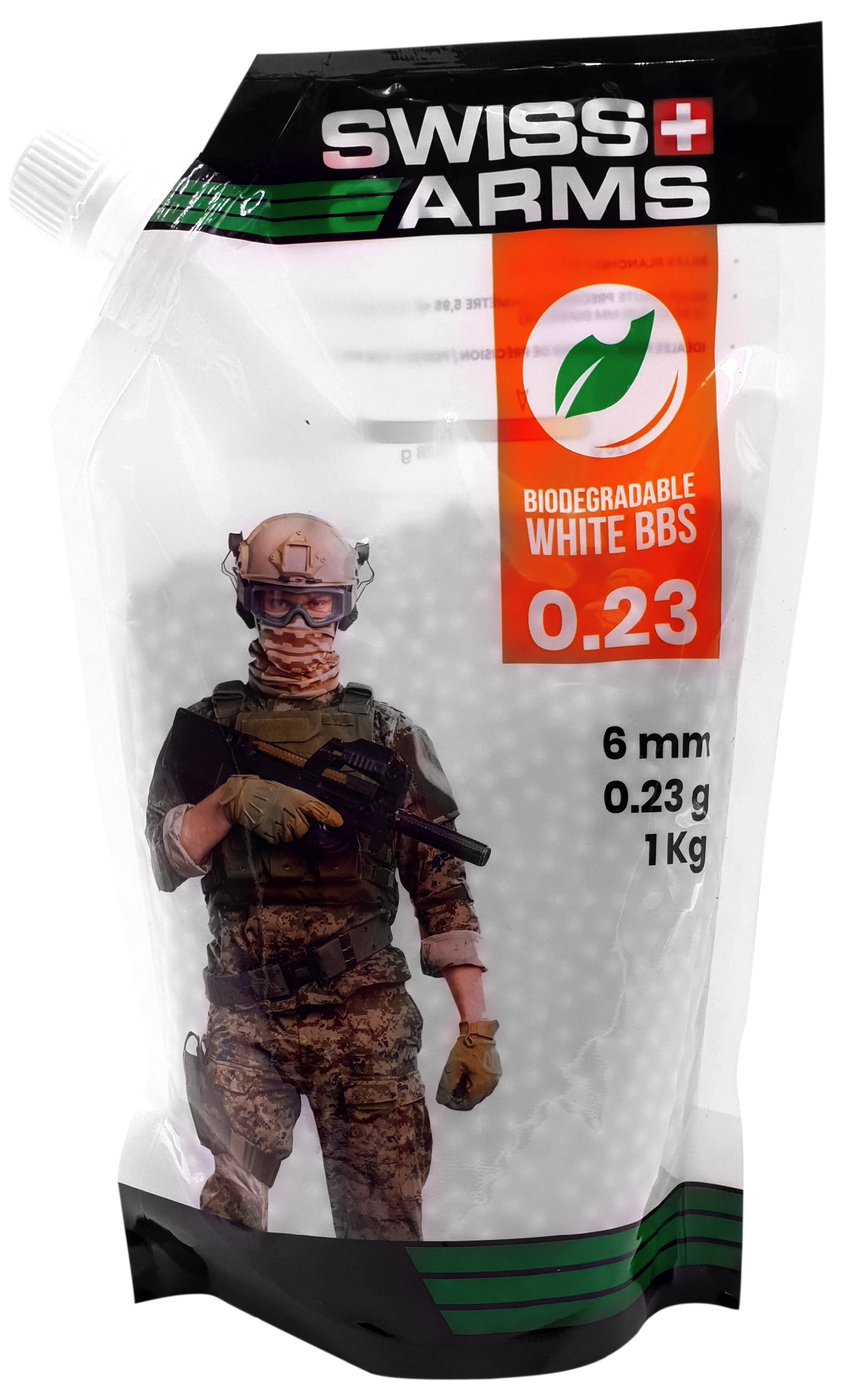 BBs Biodegradable SWISS ARMS White 0.23g 1kg Bag with pouring cap/C12